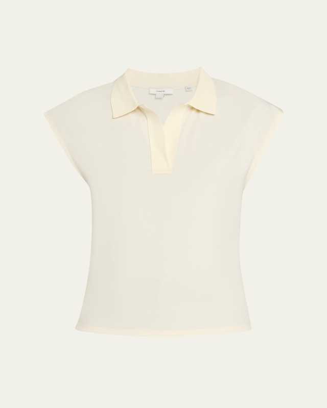 Cap-Sleeve Polo Top